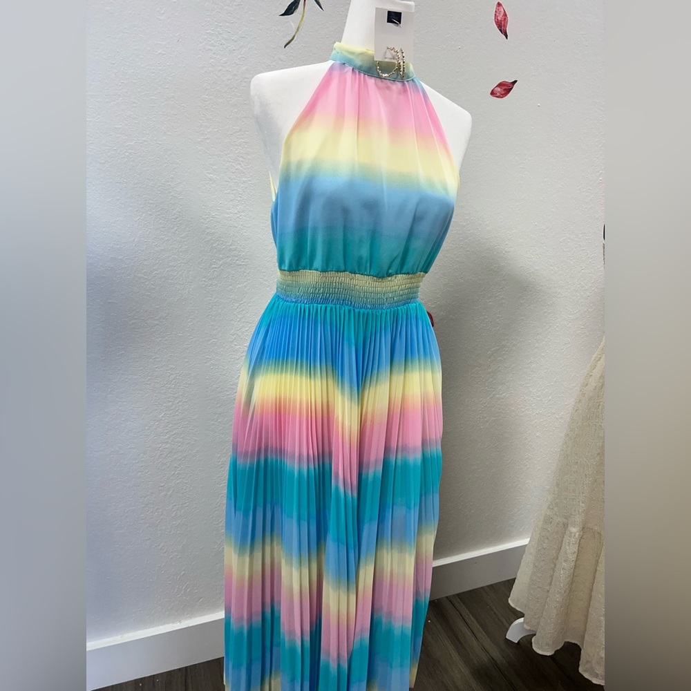 Pastel Chiffon Iridescent Maxi Dress